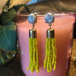 SummerYellow Bead Tassel Dangle Earrings ❤️